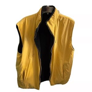 Men's PGA Tour collection Reversible Fleece/Rain Golf Zip Up Vest Gold/Black XL